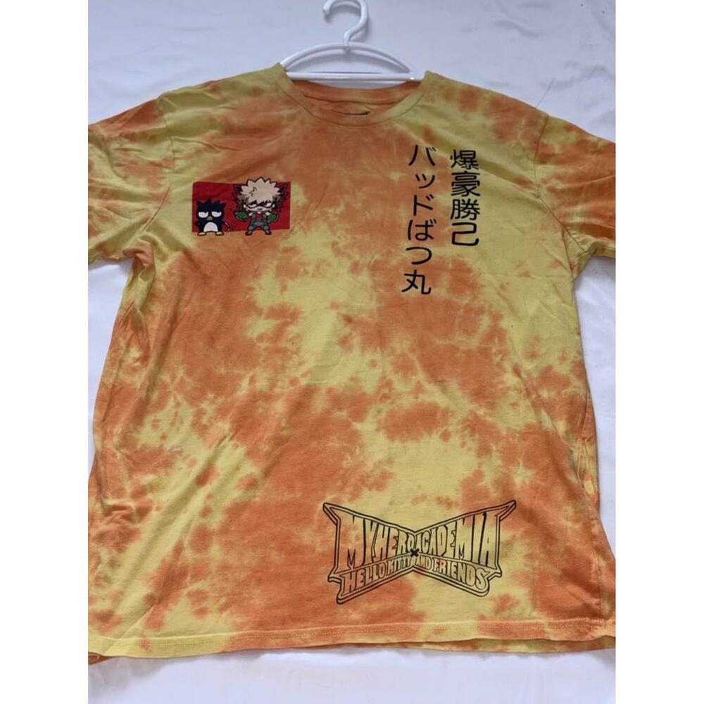 My Hero Academia Men's XL Orange Tie-Dye T-Shirt MHA Anime Graphic Tee